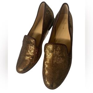 Cole Haan Sabrina Loafers Flat Bronze Sequin Nike Air Cushion Moccasins Size 8.5
